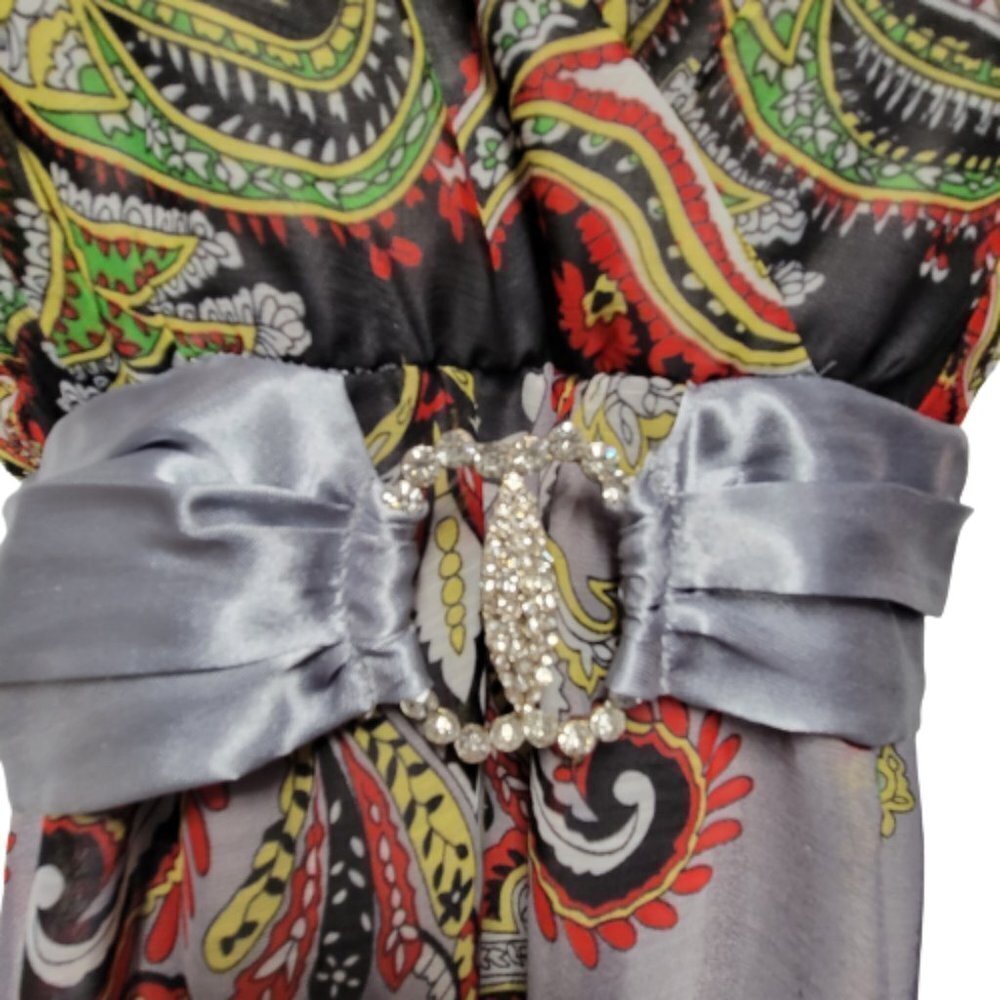 Long Dress Maxi Summer Dress Party Gown Paisley Abstract Print Colorful - Size L - Picture 5 of 16